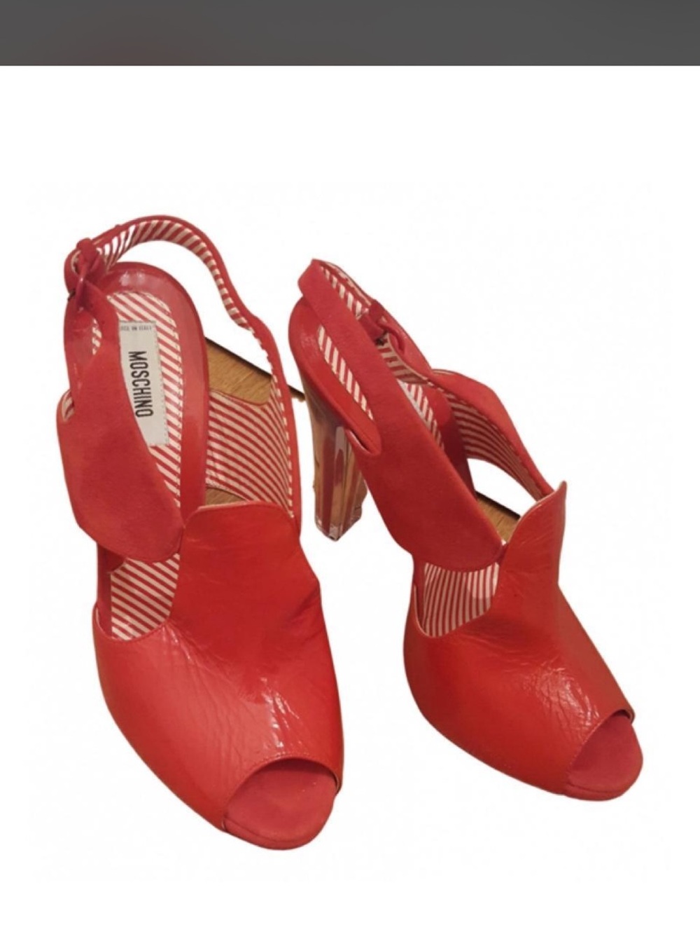 Moschino Red Open-Toe Slingback Heels